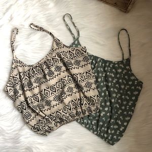 PacSun Kirra Cropped Printed Tank Blouse Bundle